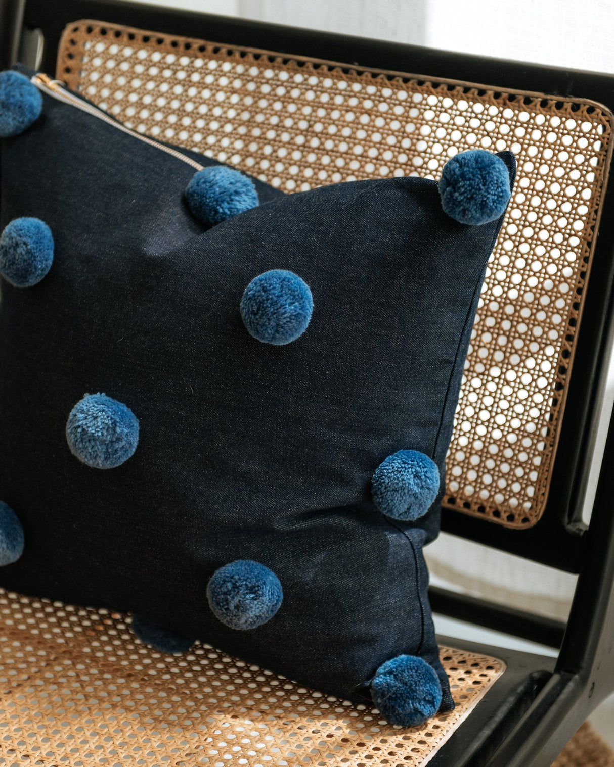 Pom Pom Pillow Blue - Pepper B.